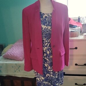 Gibson Neon Berry and White Polka Dot On Inside Blazer Sz M